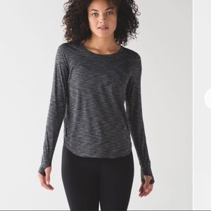 Lululemon On The Run Long Sleeve Heathered Black